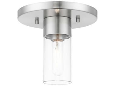 Livex Lighting Carson 9" 1-Light Brushed Nickel Glass Cylinder Flush Mount LV4876191