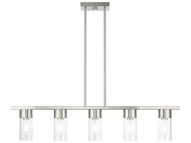 Livex Lighting Carson 40" 5-Light Brushed Nickel Glass Cylinder Linear Island Pendant LV4876591