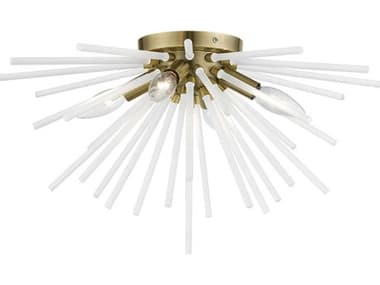 Livex Lighting Uptown 20" 4-Light Antique Brass Glass Sputnik Flush Mount LV4882001