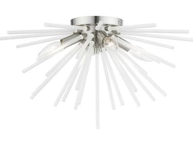 Livex Lighting Uptown 20" 4-Light Brushed Nickel Glass Sputnik Flush Mount LV4882091