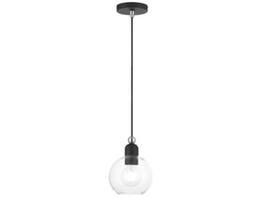 Livex Lighting Downtown 6" 1-Light Black Brushed Nickel Glass Globe Mini Pendant LV4897104