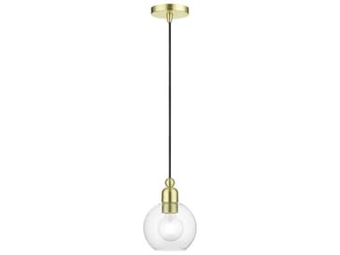 Livex Lighting Downtown 6" 1-Light Satin Brass Glass Globe Mini Pendant LV4897112
