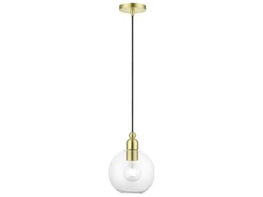 Livex Lighting Downtown 8" 1-Light Satin Brass Glass Globe Mini Pendant LV4897212