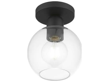 Livex Lighting Downtown 6" 1-Light Black Glass Globe Semi Flush Mount LV4897704