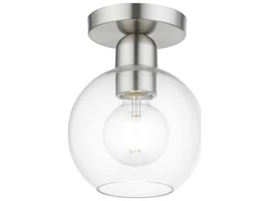 Livex Lighting Downtown 6" 1-Light Brushed Nickel Glass Globe Semi Flush Mount LV4897791