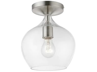 Livex Lighting Aldrich 8" 1-Light Brushed Nickel Glass Bell Semi Flush Mount LV4908791