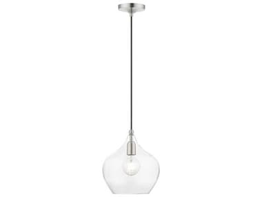 Livex Lighting Aldrich 9" 1-Light Brushed Nickel Glass Bell Mini Pendant LV4909391