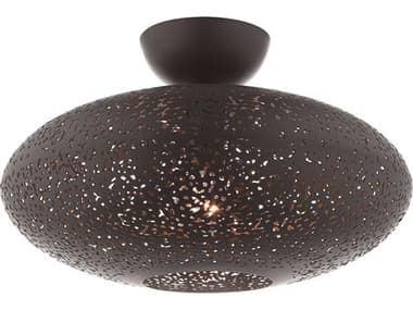 Livex Lighting Charlton 15" 1-Light Bronze Antique Brass Globe Semi Flush Mount LV4918307