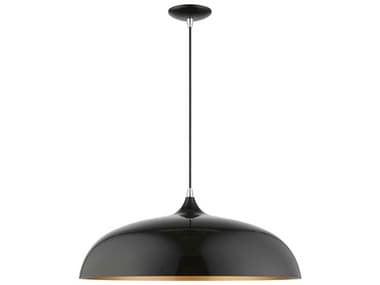 Livex Lighting Amador 23" 3-Light Shiny Black Polished Chrome Dome Pendant LV4923468