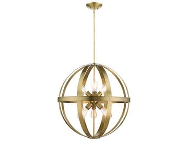 Livex Lighting Stoneridge 24" 6-Light Antique Brass Globe Pendant LV4964601