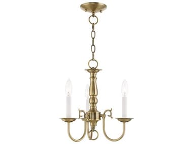 Livex Lighting Williamsburgh 3-Light Antique Brass Traditional Candelabra Chandelier LV501301
