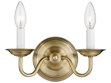 Livex Lighting Williamsburgh 8" Tall 2-Light Antique Brass Wall Sconce LV501801