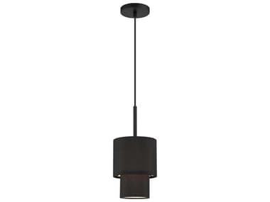 Livex Lighting Bainbridge 7" 1-Light Black Drum Tiered Mini Pendant LV5027104