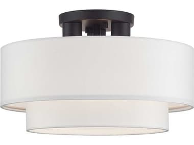 Livex Lighting Manorwood 15" 3-Light Bronze Semi Flush Mount LV5030507