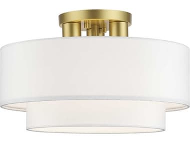 Livex Lighting Manorwood 15" 3-Light Soft Gold Semi Flush Mount LV5030533