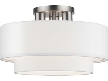 Livex Lighting Manorwood 15" 3-Light Brushed Nickel Semi Flush Mount LV5030591