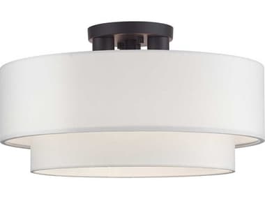 Livex Lighting Manorwood 18" 3-Light Bronze Semi Flush Mount LV5030607