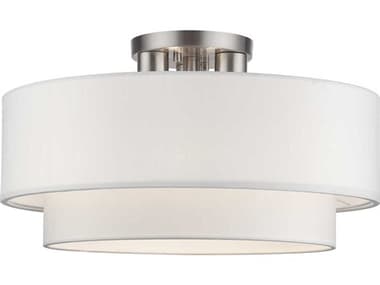 Livex Lighting Manorwood 18" 3-Light Brushed Nickel Semi Flush Mount LV5030691