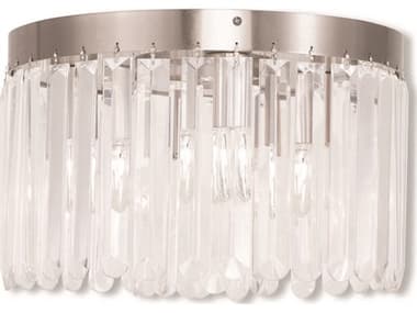Livex Lighting Ashton 13" 4-Light Brushed Nickel Crystal Drum Flush Mount LV5055391