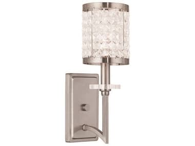 Livex Lighting Grammercy 15" Tall 1-Light Brushed Nickel Crystal Wall Sconce LV5056191