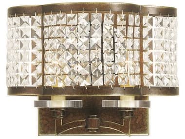 Livex Lighting Grammercy 9" Tall 2-Light Hand Painted Palacial Bronze Crystal Wall Sconce LV5056864