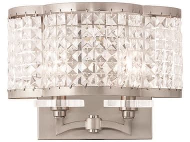 Livex Lighting Grammercy 9" Tall 2-Light Brushed Nickel Crystal Wall Sconce LV5056891