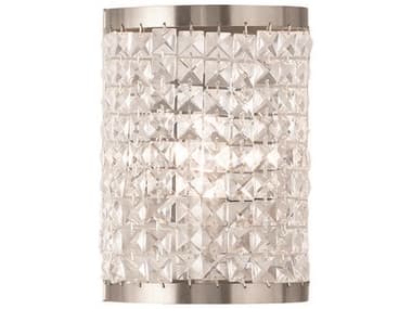Livex Lighting Grammercy 8" Tall 1-Light Brushed Nickel Crystal Wall Sconce LV5057191