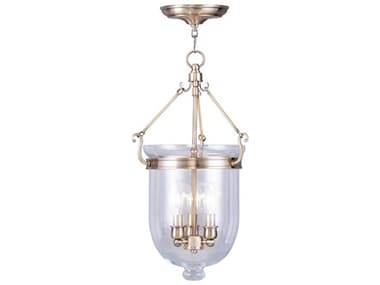 Livex Lighting Jefferson 10" Wide 3-Light Antique Brass Glass Chandelier LV506301
