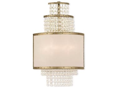 Livex Lighting Prescott 18" Tall 2-Light Hand Applied Winter Gold White Crystal Wall Sconce LV5078228
