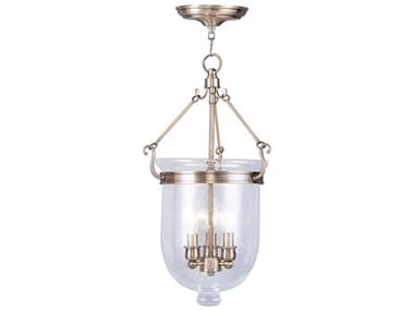 Livex Lighting Jefferson 10" Wide 3-Light Antique Brass Glass Chandelier LV508301