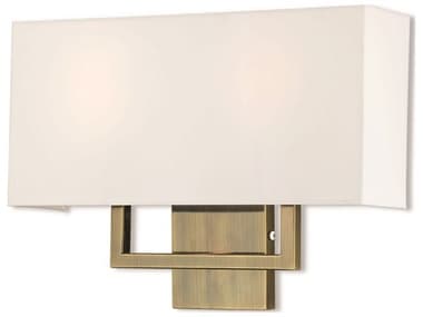 Livex Lighting Pierson 12" Tall 2-Light Antique Brass White Wall Sconce LV5099101