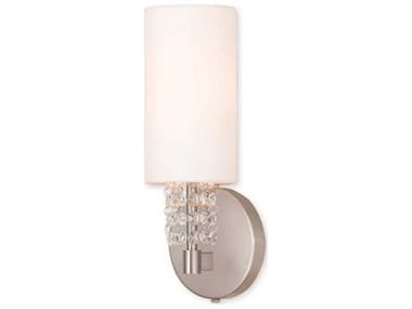 Livex Lighting Carlisle 12" Tall 1-Light Brushed Nickel Off White Crystal Wall Sconce LV5103091
