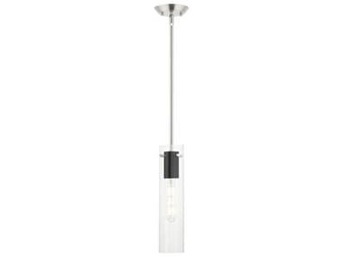 Livex Lighting Beckett 5" 1-Light Brushed Nickel Clear Glass Cylinder Mini Pendant LV5116091