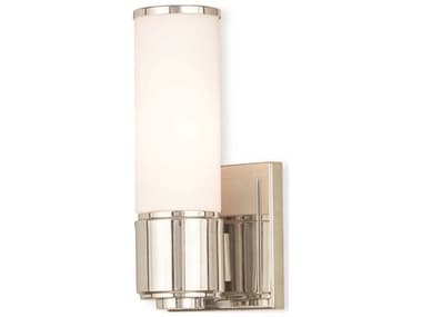 Livex Lighting Weston 9" Tall 1-Light Polished Nickel Glass Wall Sconce LV5212135