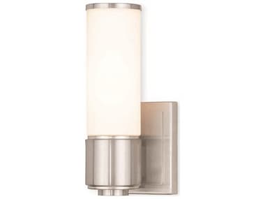 Livex Lighting Weston 9" Tall 1-Light Brushed Nickel Glass Wall Sconce LV5212191