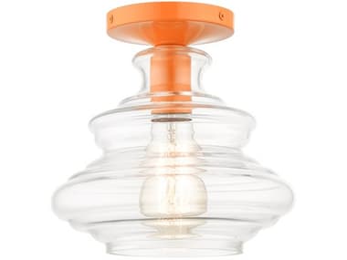 Livex Lighting Everett 9" 1-Light Shiny Orange Glass Semi Flush Mount LV5283077