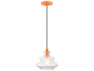 Livex Lighting Everett 9" 1-Light Shiny Orange Glass Mini Pendant LV5283177