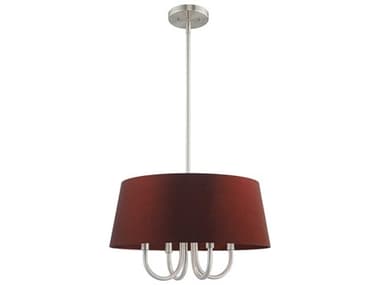 Livex Lighting Belclaire Brushed Nickel 4-light 18'' Wide Mini Chandelier with Red Wine Shade LV5290491