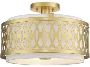 Livex Lighting Vistaview 15" 3-Light Soft Gold Semi Flush Mount LV5343233