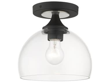 Livex Lighting Glendon 8" 1-Light Black Brushed Nickel Glass Dome Semi Flush Mount LV5364004