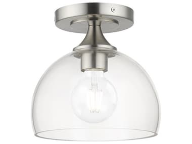 Livex Lighting Glendon 8" 1-Light Brushed Nickel Glass Dome Semi Flush Mount LV5364091