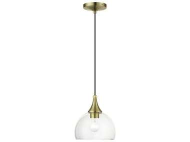 Livex Lighting Glendon 8" 1-Light Antique Brass Polished Glass Dome Mini Pendant LV5364101