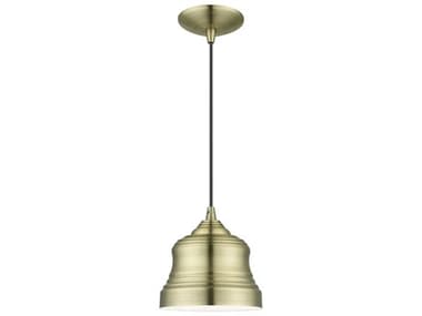 Livex Lighting Endicott 7" 1-Light Antique Brass Bell Mini Pendant LV5590101