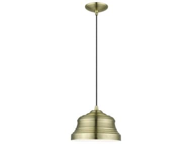 Livex Lighting Endicott 10" 1-Light Antique Brass Bell Mini Pendant LV5590201