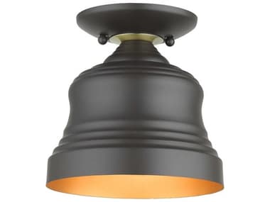 Livex Lighting Endicott 7" 1-Light Bronze Antique Brass Semi Flush Mount LV5590907
