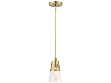 Livex Lighting Bennington 5" 1-Light Natural Brass Glass Mini Pendant LV5645108