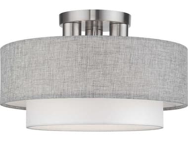 Livex Lighting Brookmeade 15" 3-Light Brushed Nickel Semi Flush Mount LV6001391