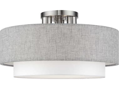 Livex Lighting Brookmeade 18" 3-Light Brushed Nickel Semi Flush Mount LV6001491