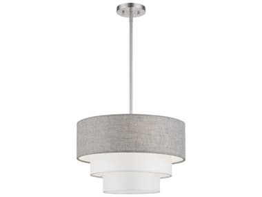 Livex Lighting Brookmeade 18" 3-Light Brushed Nickel Tiered Pendant LV6001591