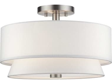 Livex Lighting Fontana 15" 3-Light Brushed Nickel Drum Semi Flush Mount LV6002691